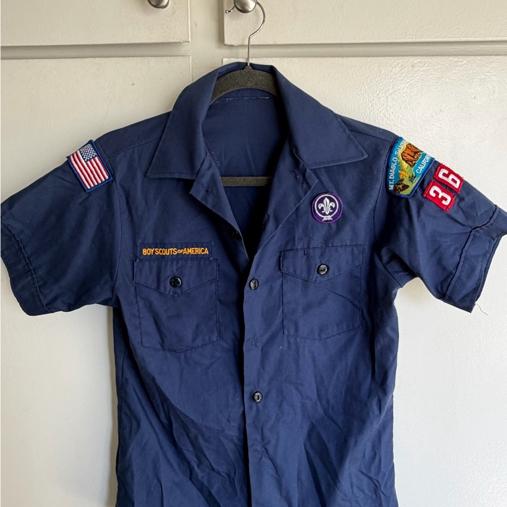 Navy Blue Kids Uniform Shirt with Patches